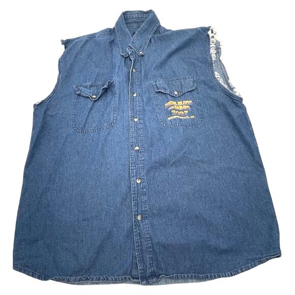 SPORTS GALLERY men's Biker denim sleeveless shirt size XXL - Picture 2 of 11